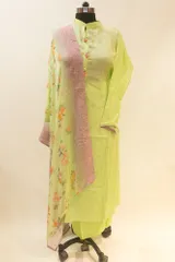 Parrot Green Muslin Dupatta Set