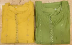 Green Chanderi Mirror Embroidered Suit Set