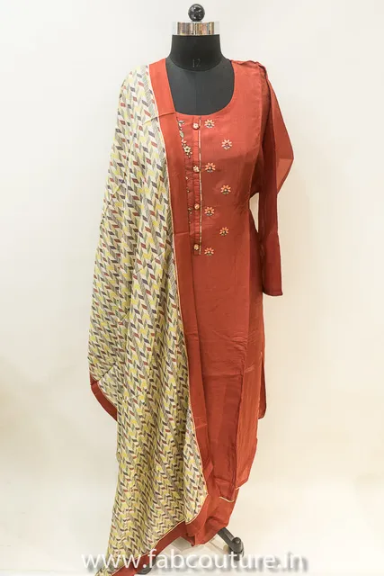 Maroon Upada Hand-embroidered Suit Set
