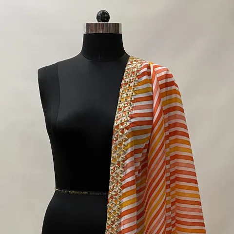 Tabby Silk Embroidery dupatta Fabric