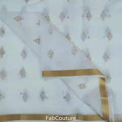 White Dyeable Kota Checks Heat Set fabric