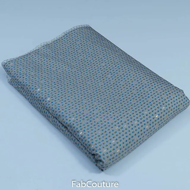 Grey Color Rayon Foil Printed Fabric