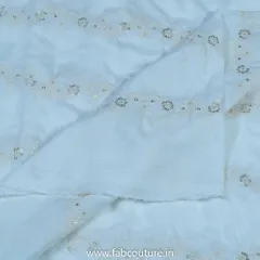 White Dyeable Muslin Embroidered Fabric