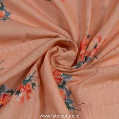 Peach Linen Cotton Digital Printed Fabric