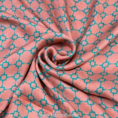Peach Modal Satin Digital Printed Fabric