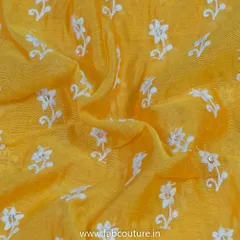 Yellow Modal Chanderi Embroidered Fabric