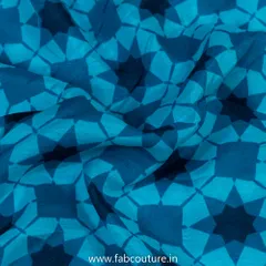 Blue Muslin Digital Printed Fabric