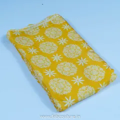 Yellow Muslin Digital Printed Fabric