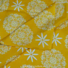 Yellow Muslin Digital Printed Fabric