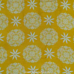 Yellow Muslin Digital Printed Fabric