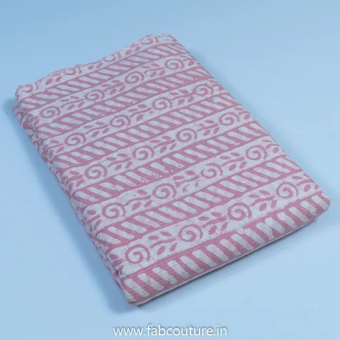 Pink Cotton Kantha Batik Printed Fabric