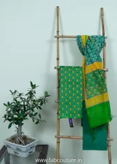 Chanderi Hand Block Printed Suit With Pure Chanderi Duputta and Cotton Bottom