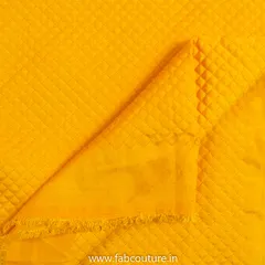 Yellow Polyster Raw Silk Quilted Fabric