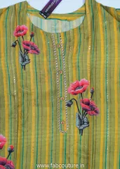 Mehendi Green Muslin Printed Suit With Shantoon Bottom And Muslin Printed Dupatta