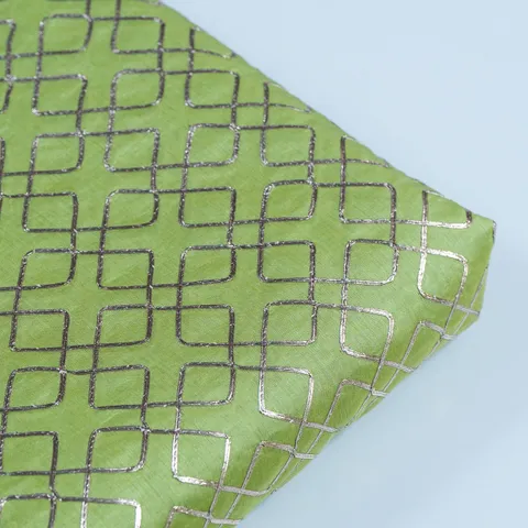 Mint Green Color Chanderi Gota Embroidered Fabric