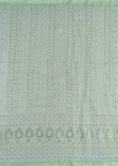 Mint Green Color Georgette Thread Embroidered Fabric