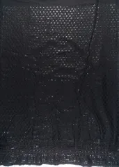 Black Color Rayon Chikan Embroidered Fabric