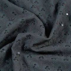 Grey Color Rayon Chikan Embroidery
