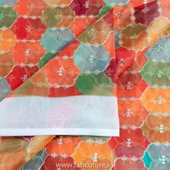 Multi Color Organza Print With Embroidery (1.70 Meter Cut Piece )
