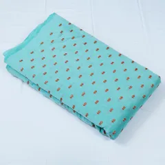 Firozi Chanderi Thread Embroidered Fabric