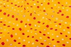 Yellow  Color Pure Muslin bandhej Printed Fabric