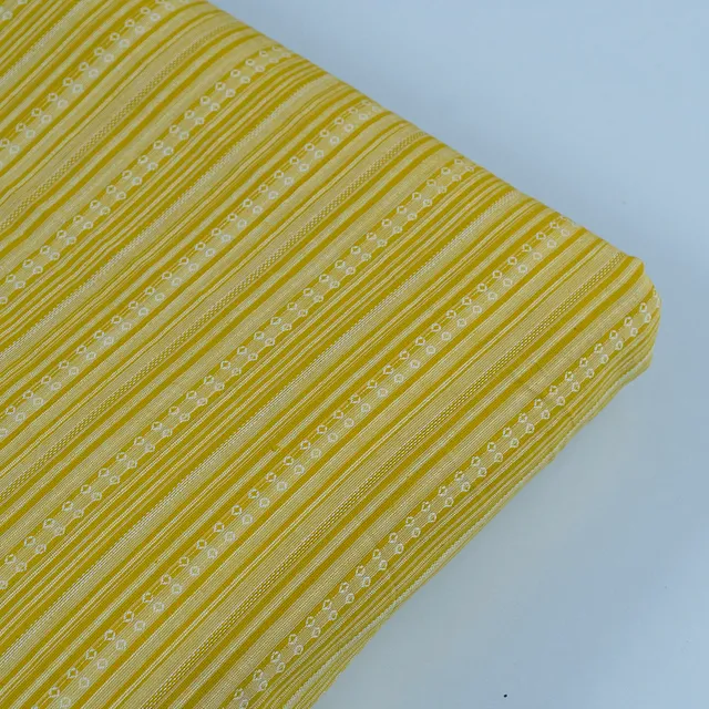 Yellow Cotton Lino Dobby Strips fabric