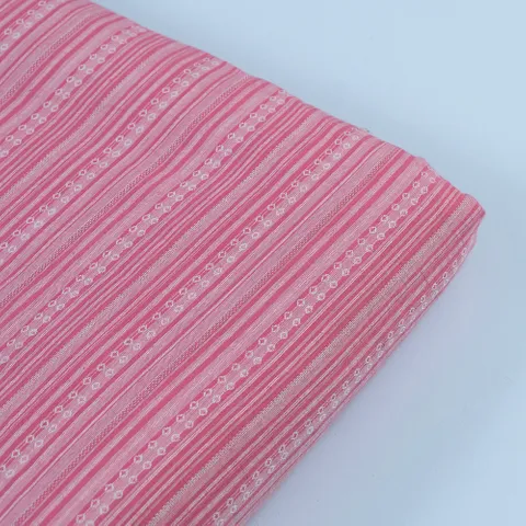 Pink Cotton Lino Dobby Strips fabric
