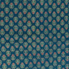 Green Color Katha Dobbi Ajarakh Printed Fabric