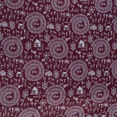 Maroon Color Glace Cotton Digital Printed Fabric