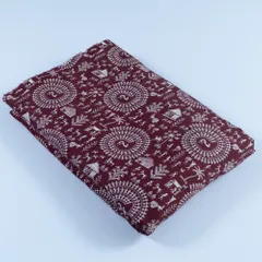 Maroon Color Glace Cotton Digital Printed Fabric