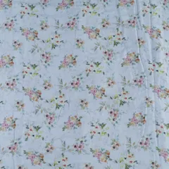 Light Grey Glace Cotton Digital Printed Fabric