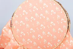 Peach Color Base Cotton Printed Fabric With Spring Leaves