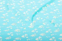 Blue Color Base Cotton Printed Fabric With Spring Leaves