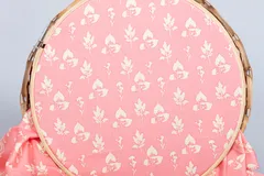 Pink Color Base Cotton Printed Fabric With Spring Leaves