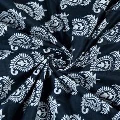Black And White Cotton Discharge Printed Fabric
