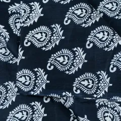 Black And White Cotton Discharge Printed Fabric