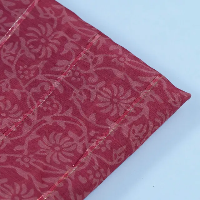 Maroon Muslin Zari Strips Digital Print