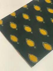 Blue cotton fabric with yellow leaves