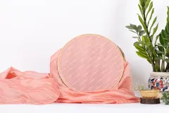 Pink color chanderi rubber Printed Fabric