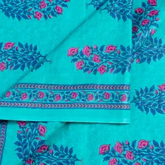 Firozi Dazzle Cotton Slub Printed Fabric