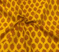 Mustard base fabric with flower print