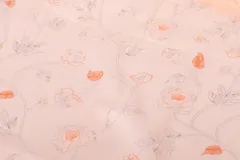Peach color linen cotton Printed Fabric