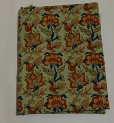 Green base fabric with flowers