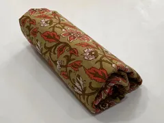 Green base fabric with flowers