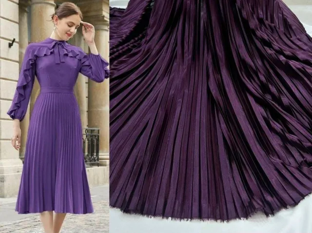 Purple Satin Pleated Fabric