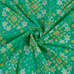 Green Color Cotton Flex Patola Printed Fabric