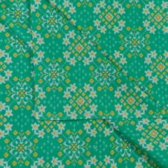 Green Color Cotton Flex Patola Printed Fabric
