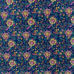 Blue Color Cotton Cambric Printed Fabric