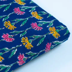 Blue Color Cotton Cambric Printed Fabric