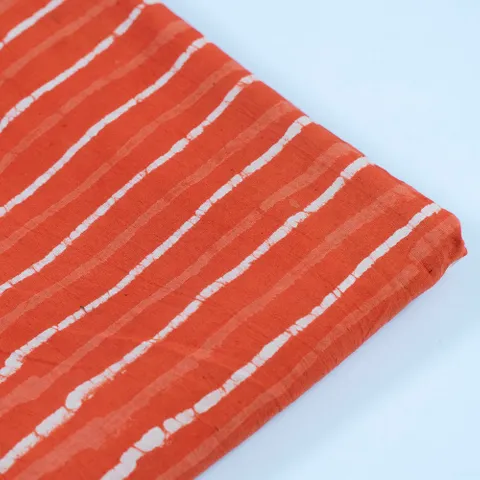 Orange Color Cotton Cambric Batik Printed Fabric